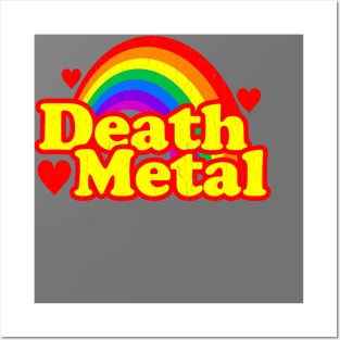 Funny Death Metal Rainbow (vintage distressed look) Posters and Art